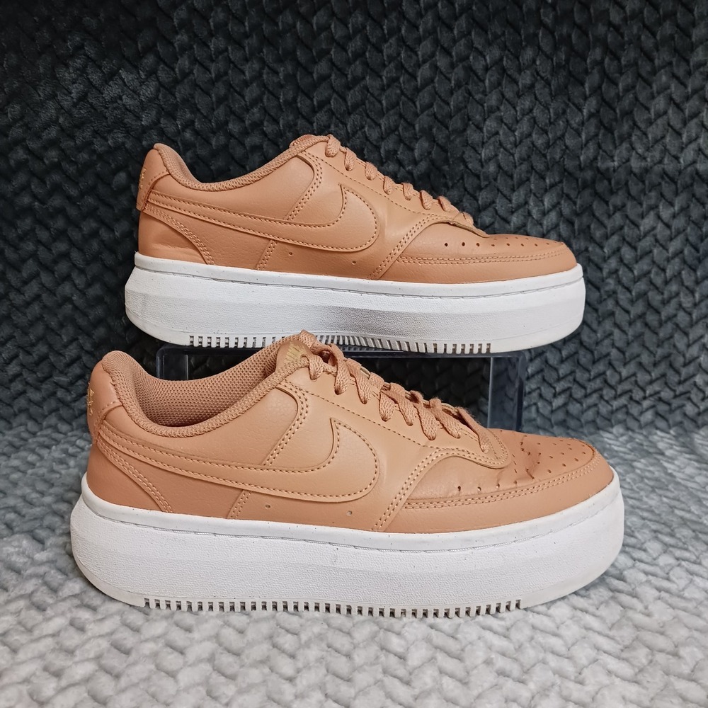 Nike Court Vision Alta Light Cognac Women's Platform Sneakers Shoes Size 9